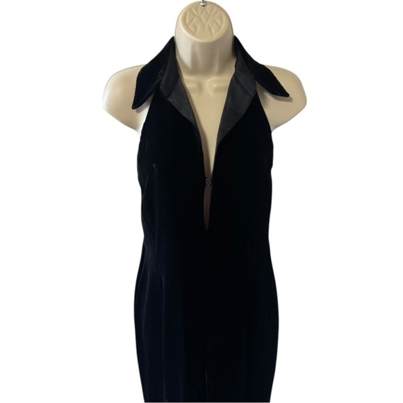 Emporio Armani Velvet Halter Jumpsuit Black Size 6 US Formal Cocktail Evening - Picture 3 of 5